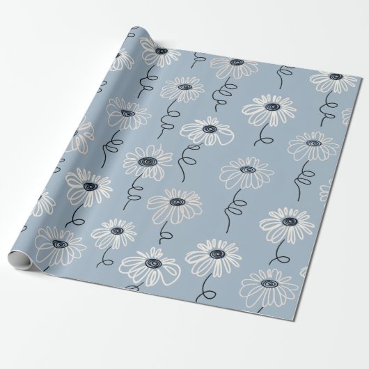 Minimalistisches Gänseblümchen-Blumenmuster (7) Geschenkpapier (Ungerollt)