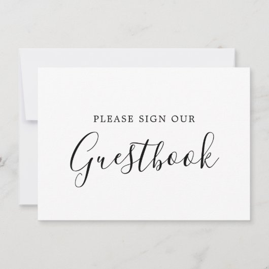 Minimalistisches Gästebuch-Zeichen, bitte Vorlage  (Vorderseite)
