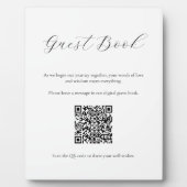 Minimalistisches Gästebuchzeichen mit QR-Code Fotoplatte (Vorderseite)
