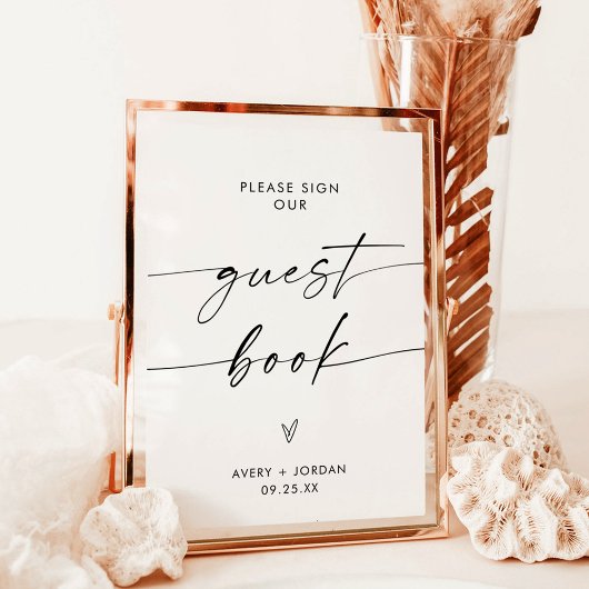 Minimalistisches Gästebuchzeichen, moderne Hochzei Einladung