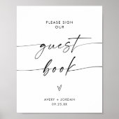 Minimalistisches Gästebuchzeichen, moderne Hochzei Poster (Vorne)