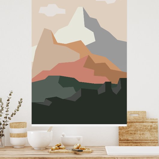 Minimalistisches Gebirge Poster (Küche)