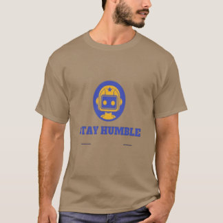 Minimalistisches gelbes Robotermaskottchen rundes T-Shirt