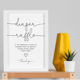 Minimalistisches Gender Babydusche-Windeln-Raffelz Poster