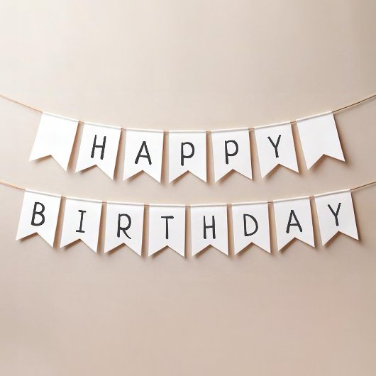 Minimalistisches Gender Neutral Happy Birthday Big Wimpelkette