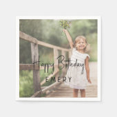 Minimalistisches Gender Neutral Happy Birthday Fot Serviette (Vorderseite)