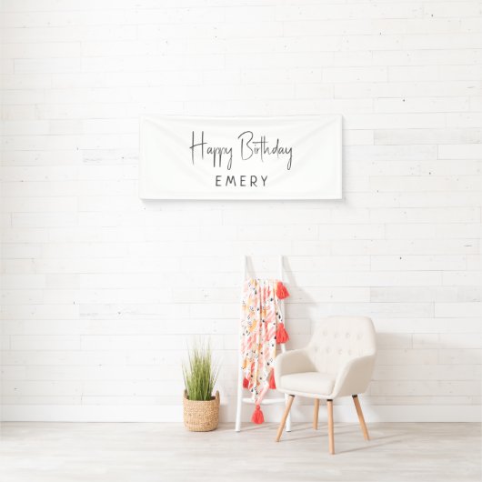 Minimalistisches Gender Neutral Happy Birthday mit Banner (Insitu)