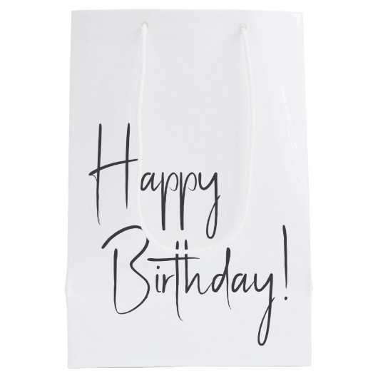 Minimalistisches Gender Neutral Happy Birthday Mittlere Geschenktüte (Rückseite)