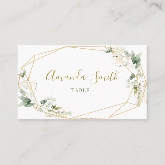 Minimalistisches geometrisches Baby in Blüte Platzkarte (Vorderseite)