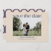 Minimalistisches geometrisches Blush Blue Foto Mod Save The Date (Vorne/Hinten)