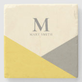 Minimalistisches geometrisches Gelb und Graues Mon Steinuntersetzer (Vorderseite)