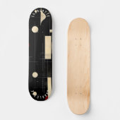 Minimalistisches geometrisches Schwarz-Gold-Skateb Skateboard (Vorderseite)