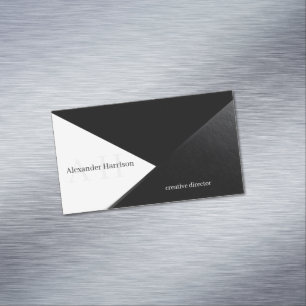 Minimalistisches geometrisches Schwarz-Weiß-Design Magnetische Visitenkarte