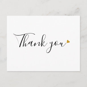 Minimalistisches Geschäft-Danke-Skript Gold Herz Postkarte