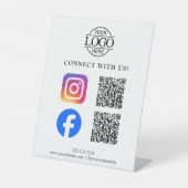 Minimalistisches Geschäft-Logo QR-Code Kontaktiere Sockelschild (Vorderseite)