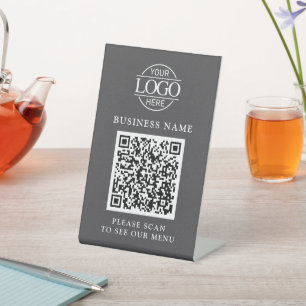 Minimalistisches Geschäft-Logo QR-Code-Menü Kontak Sockelschild