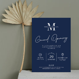 Minimalistisches Geschäft mit Blue Grand Opening-L Einladung