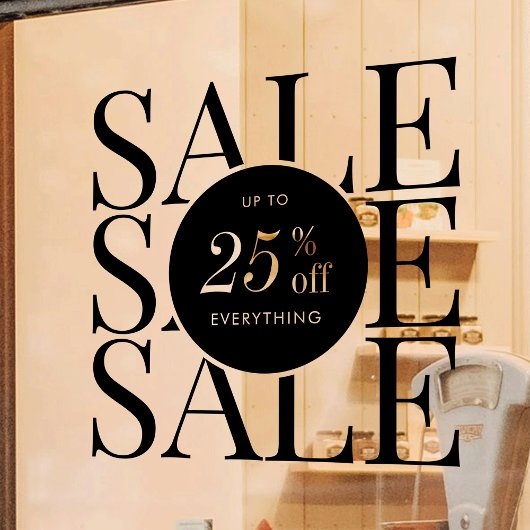 Minimalistisches Geschäft Verkaufsangebot Transpar Fensteraufkleber