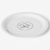 Minimalistisches Geschäfts-Event-Logo Branding Pappteller (Schrägansicht)