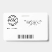 Minimalistisches Geschäftslogo Foto Name Code Bar Ausweis (Rückseite)