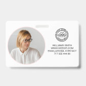 Minimalistisches Geschäftslogo Foto Name Code Bar Ausweis (Vorderseite)