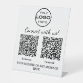 Minimalistisches Geschäftslogo - zwei QR-Codes Sockelschild (Vorderseite)
