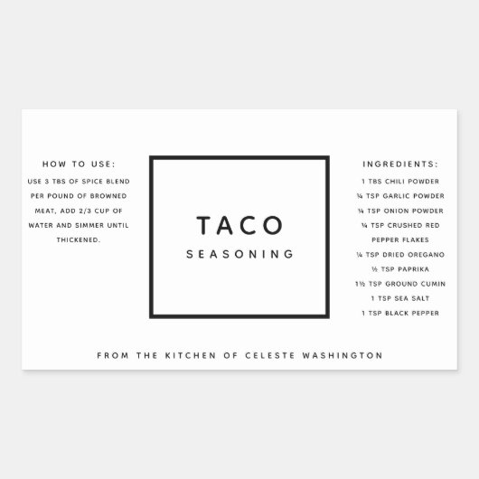 Minimalistisches Geschenketikett mit schwarzen und Rechteckiger Aufkleber (Vorderseite)