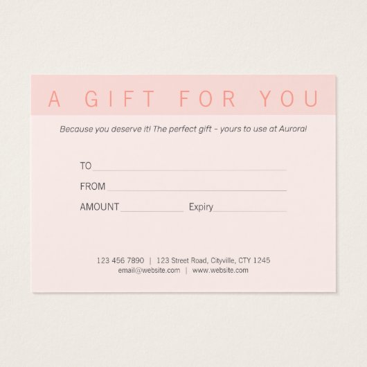 Minimalistisches Geschenkgutachten mit zwei Tonen  (Rückseite)