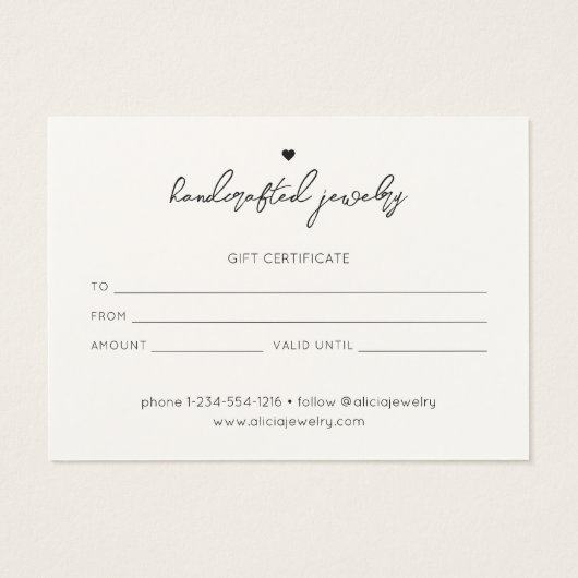 Minimalistisches Geschenkgutschein (Rückseite)