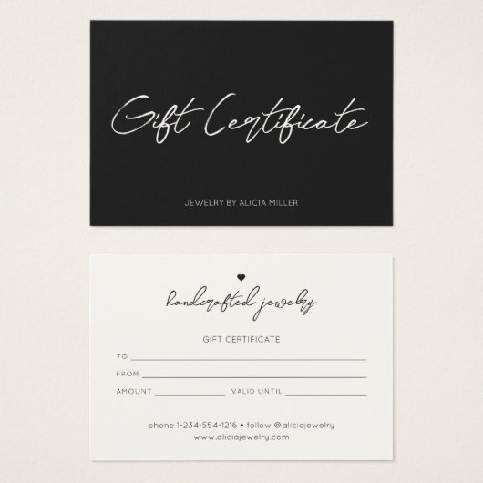 Minimalistisches Geschenkgutschein (Vorne & Hinten)