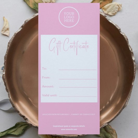 Minimalistisches Geschenkgutschein für moderne Ros