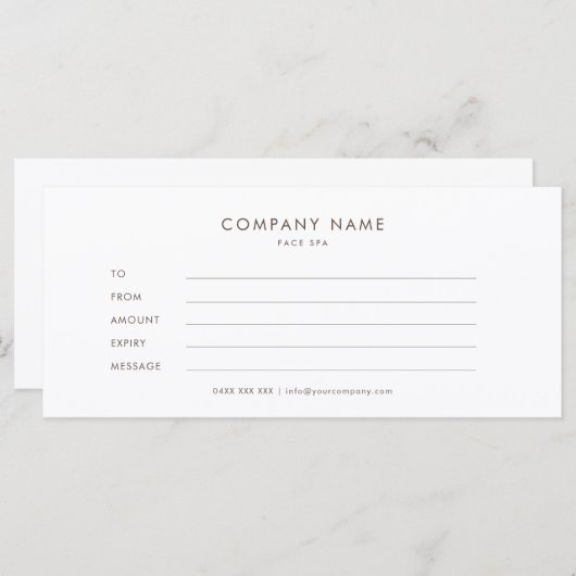 Minimalistisches Geschenkzertifikat (Vorne/Hinten)