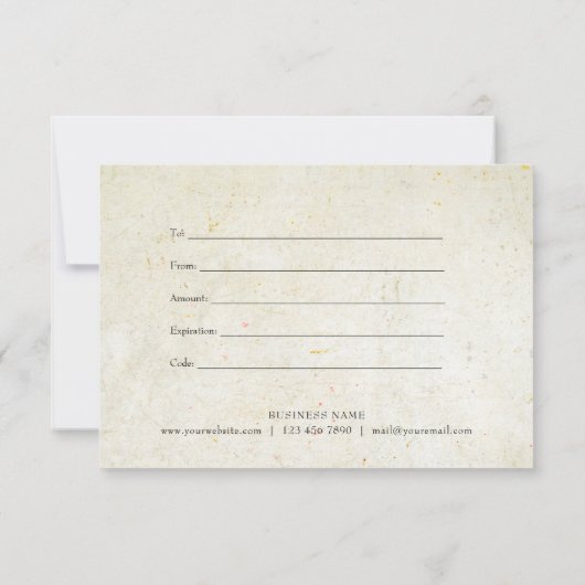 Minimalistisches Geschenkzertifikat für antike Boh (Rückseite)