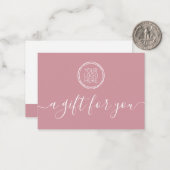 Minimalistisches Geschenkzertifikat für Ihr Logo e Mitteilungskarte (Vorderseite/Rückseite Beispiel)