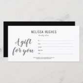 Minimalistisches Geschenkzertifikat für Schwarzwei (Vorne/Hinten)