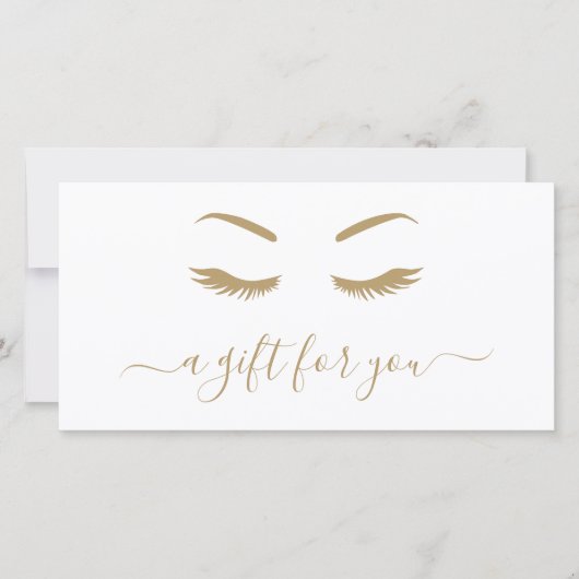 Minimalistisches Geschenkzertifikat "Gold Lashes" (Vorderseite)