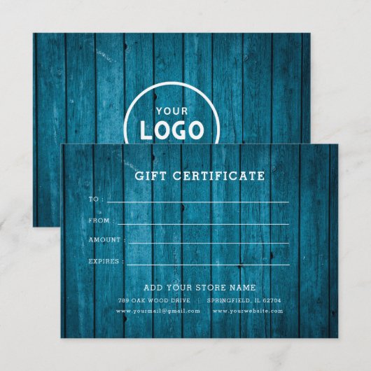 Minimalistisches Geschenkzertifikat mit Logo (Vorne/Hinten)