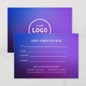 Minimalistisches Geschenkzertifikat mit Logo (Vorne/Hinten)
