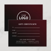 Minimalistisches Geschenkzertifikat mit Logo (Vorne/Hinten)