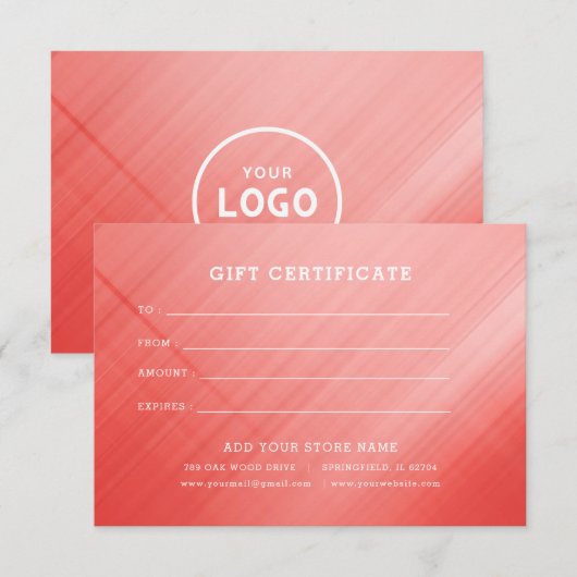 Minimalistisches Geschenkzertifikat mit Logo (Vorne/Hinten)