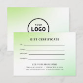 Minimalistisches Geschenkzertifikat mit Logo (Vorne/Hinten)