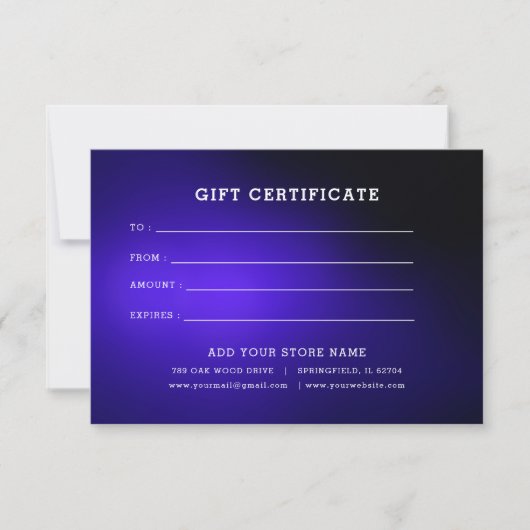 Minimalistisches Geschenkzertifikat mit Logo (Vorderseite)