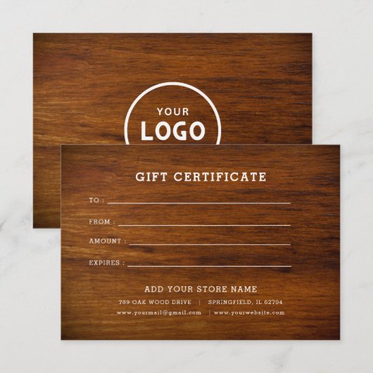 Minimalistisches Geschenkzertifikat mit Logo (Vorne/Hinten)