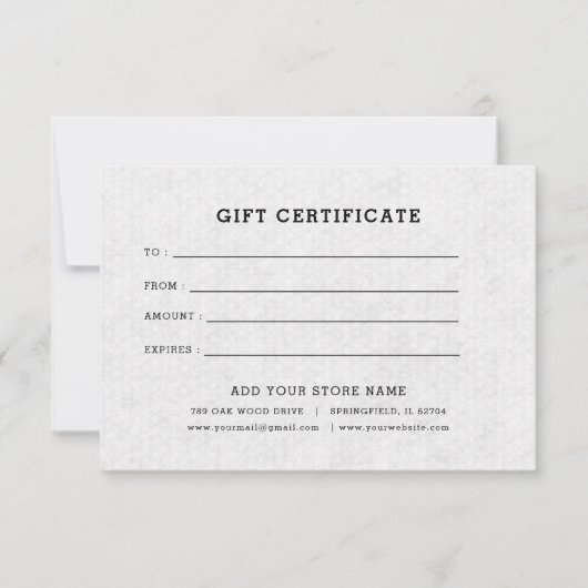 Minimalistisches Geschenkzertifikat mit Logo (Vorderseite)