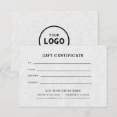 Minimalistisches Geschenkzertifikat mit Logo (Vorne/Hinten)