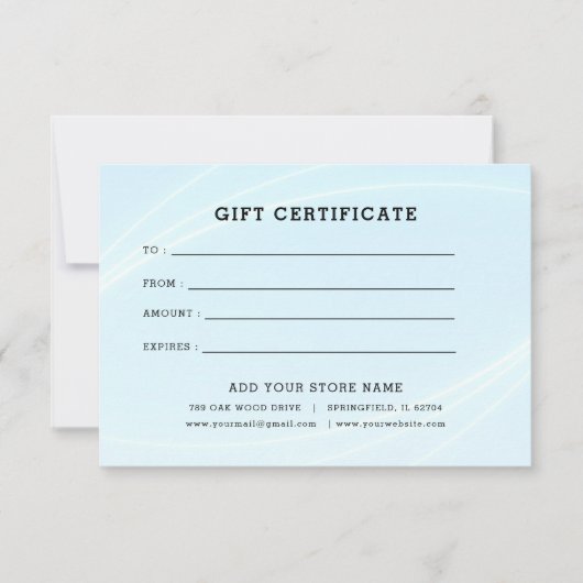 Minimalistisches Geschenkzertifikat mit Logo (Vorderseite)