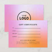 Minimalistisches Geschenkzertifikat mit Logo (Vorne/Hinten)