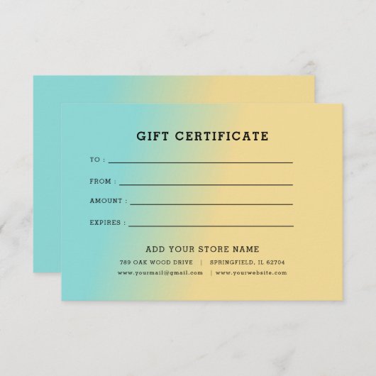 Minimalistisches Geschenkzertifikat mit Logo (Vorne/Hinten)