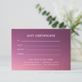 Minimalistisches Geschenkzertifikat mit Logo (Stehend Vorderseite)