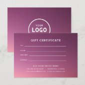 Minimalistisches Geschenkzertifikat mit Logo (Vorne/Hinten)